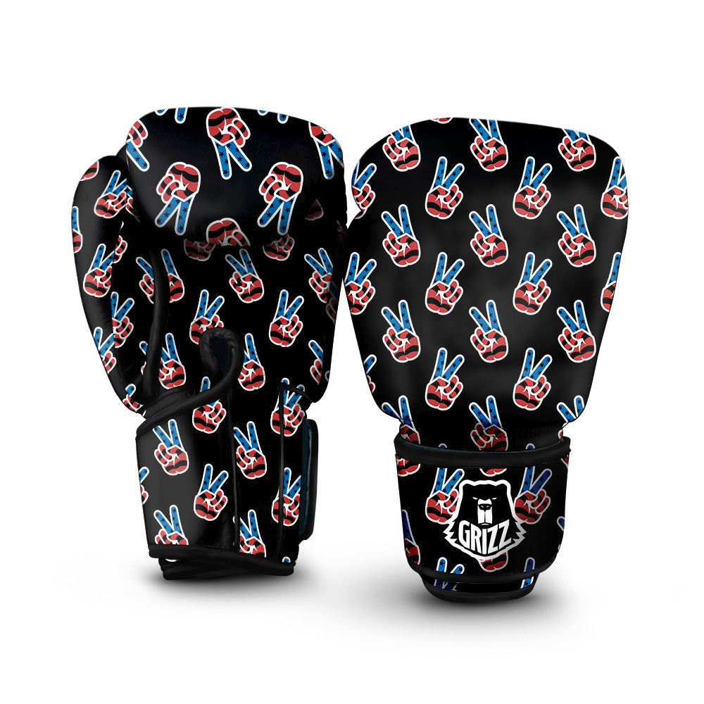 Peace Sign American Patriotic Print Pattern Boxing Gloves-grizzshop