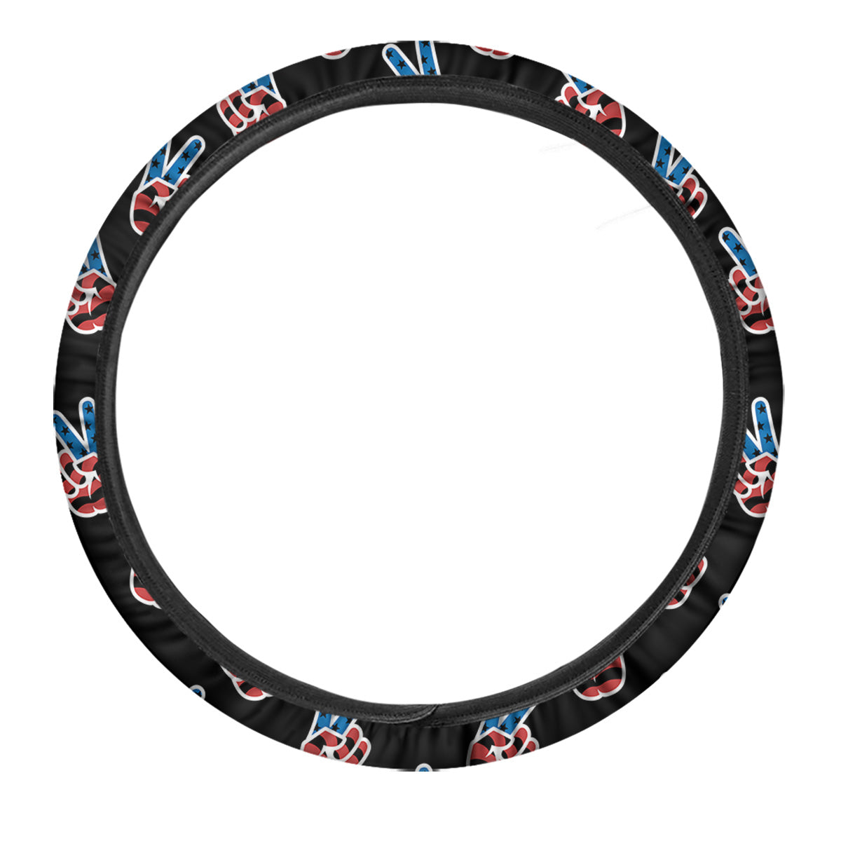 Peace Sign American Patriotic Print Pattern Car Steering Wheel Cover-grizzshop