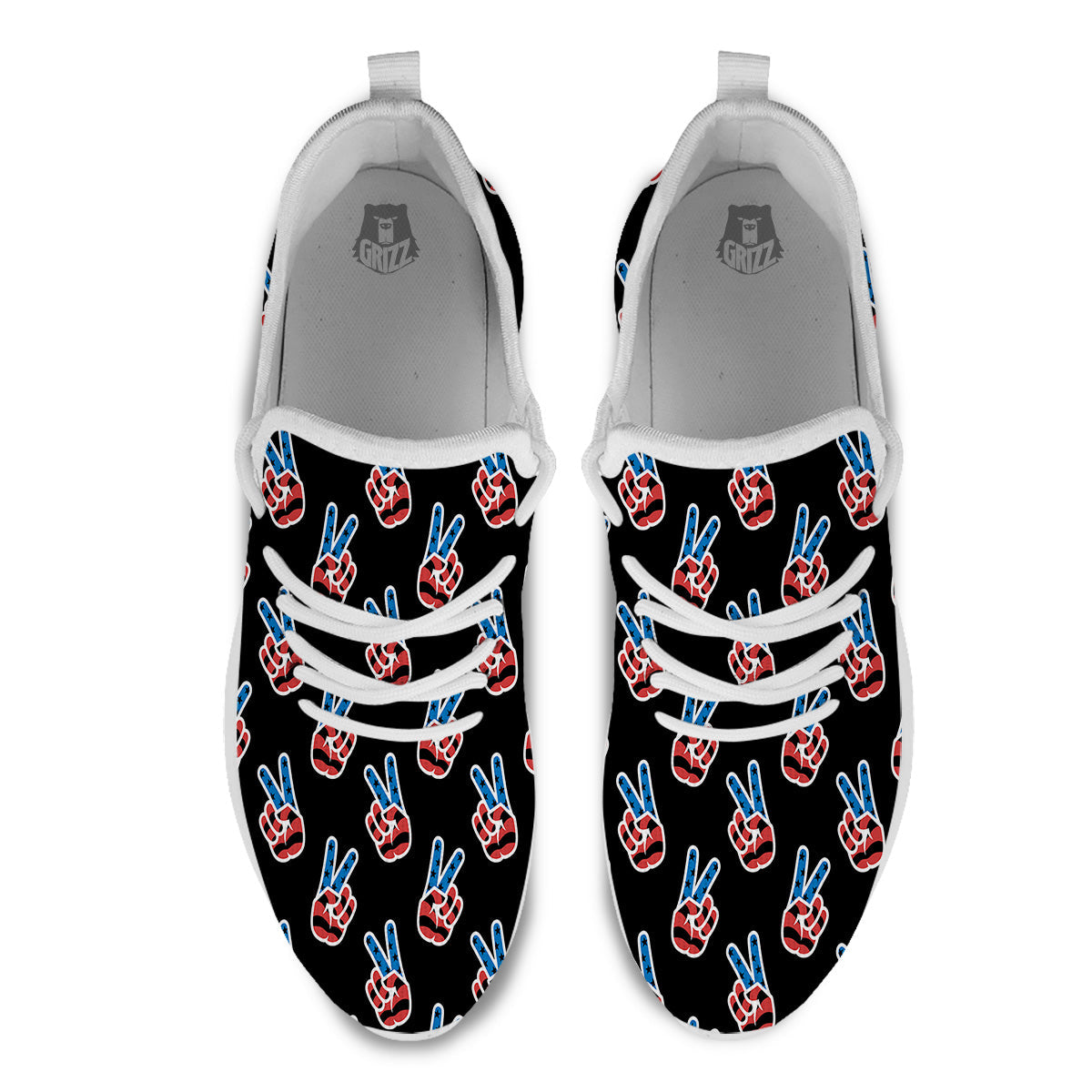 Peace Sign American Patriotic Print Pattern White Athletic Shoes-grizzshop