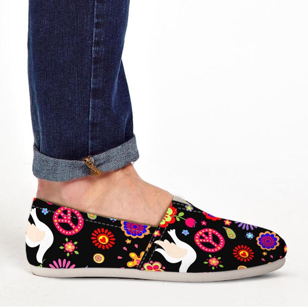 Peace Sign Hippie Canvas Shoes-grizzshop