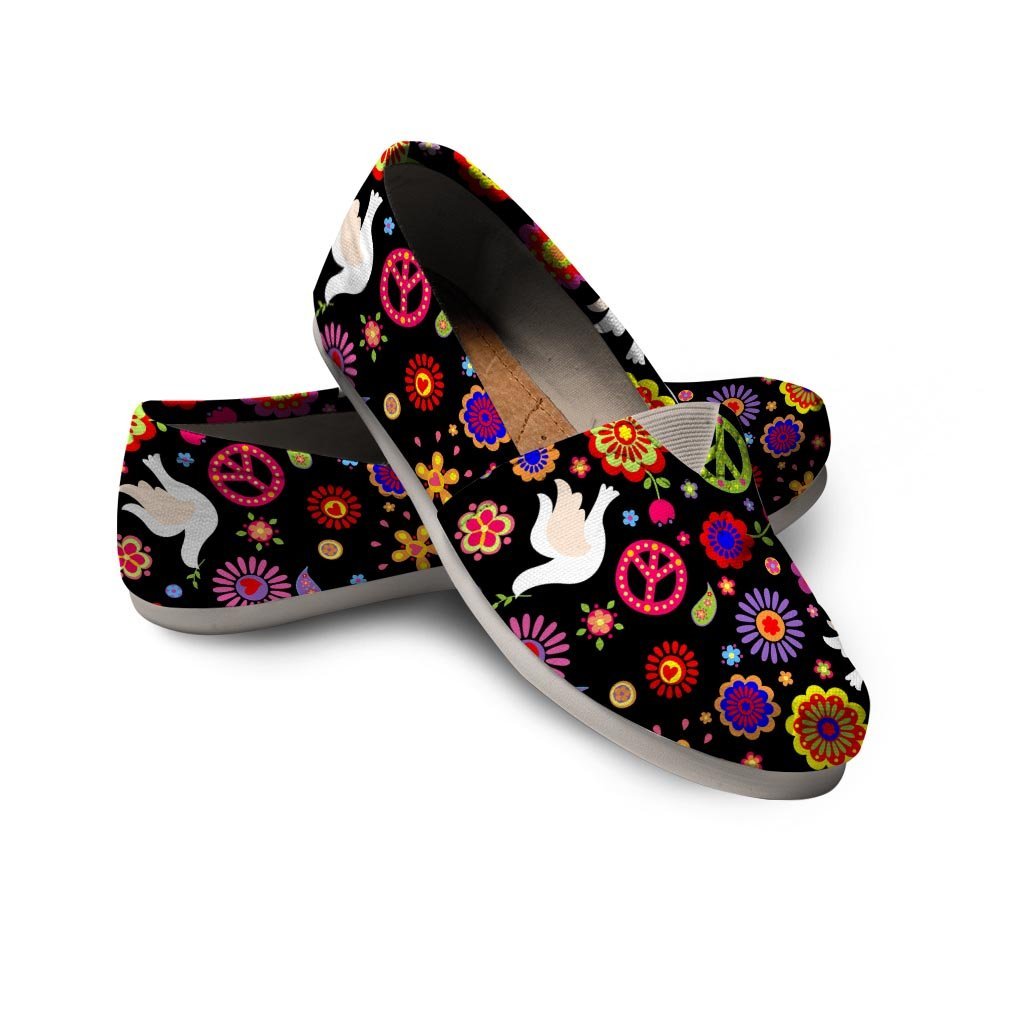 Peace Sign Hippie Canvas Shoes-grizzshop