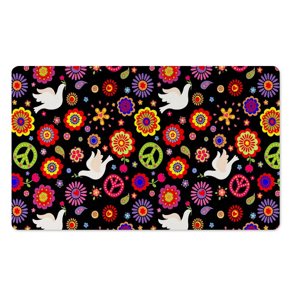 Peace Sign Hippie Door Mat-grizzshop