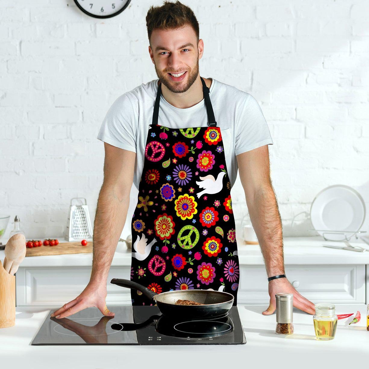 Peace Sign Hippie Men's Apron-grizzshop