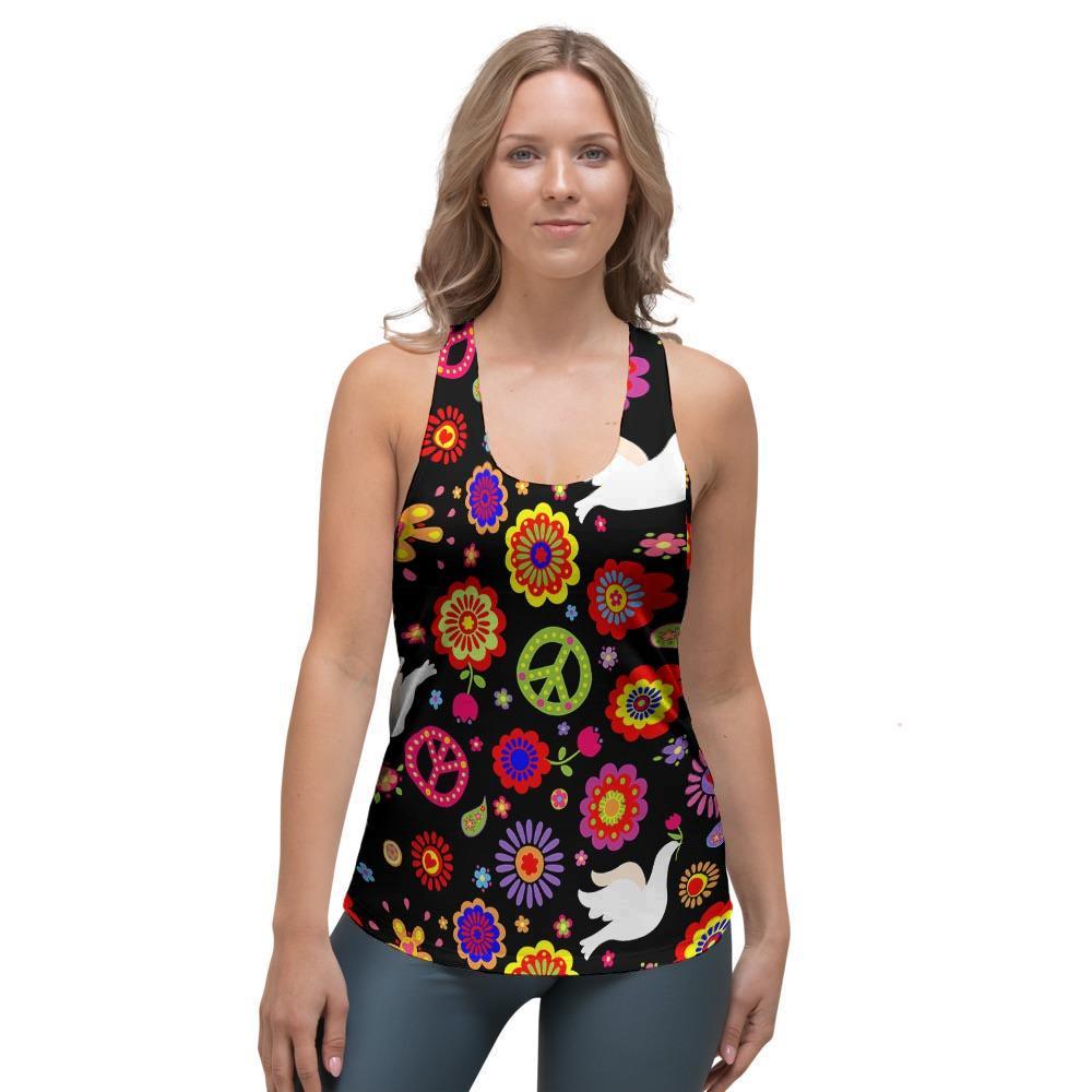 Peace Sign Hippie Women's Racerback Tank Top-grizzshop