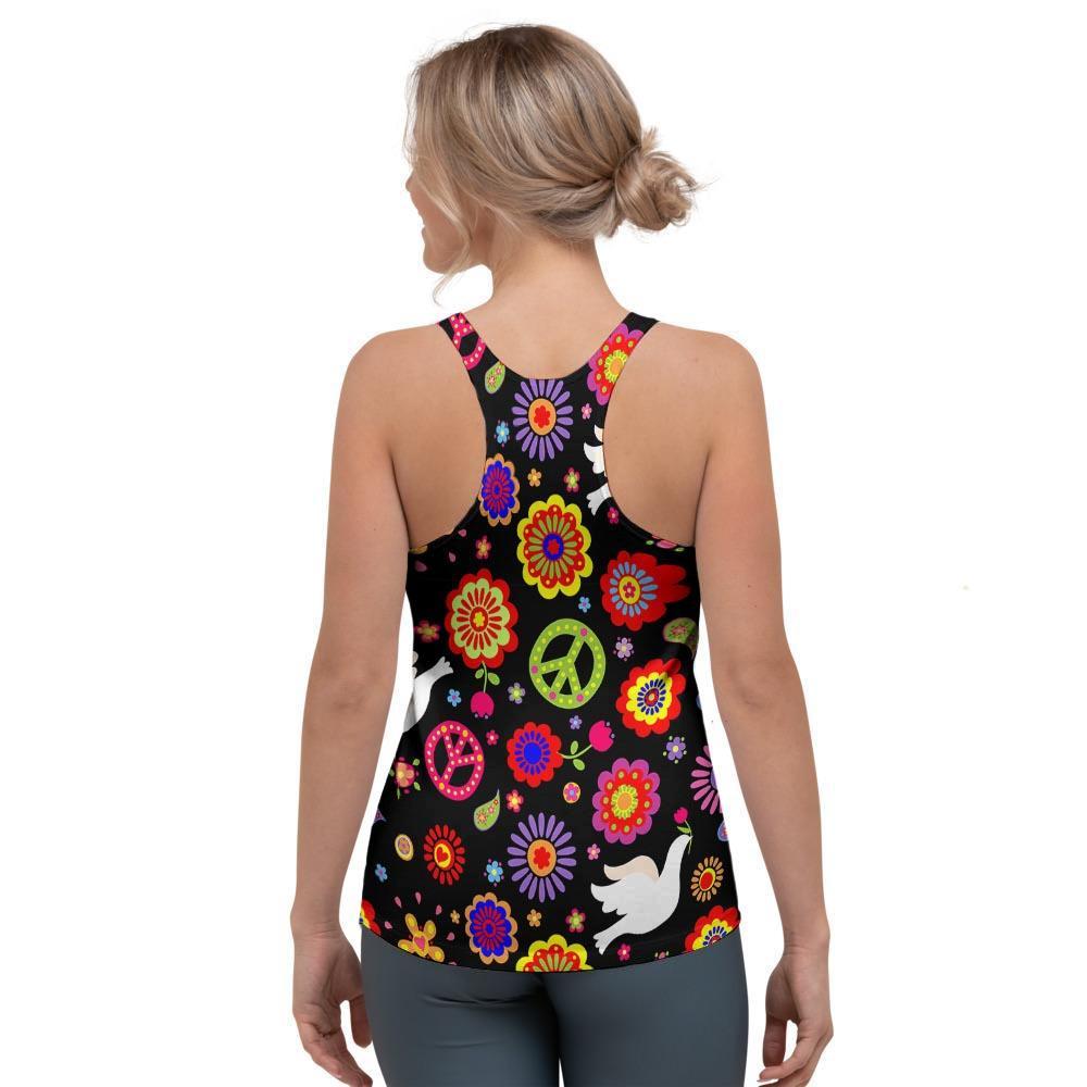 Peace Sign Hippie Women's Racerback Tank Top-grizzshop