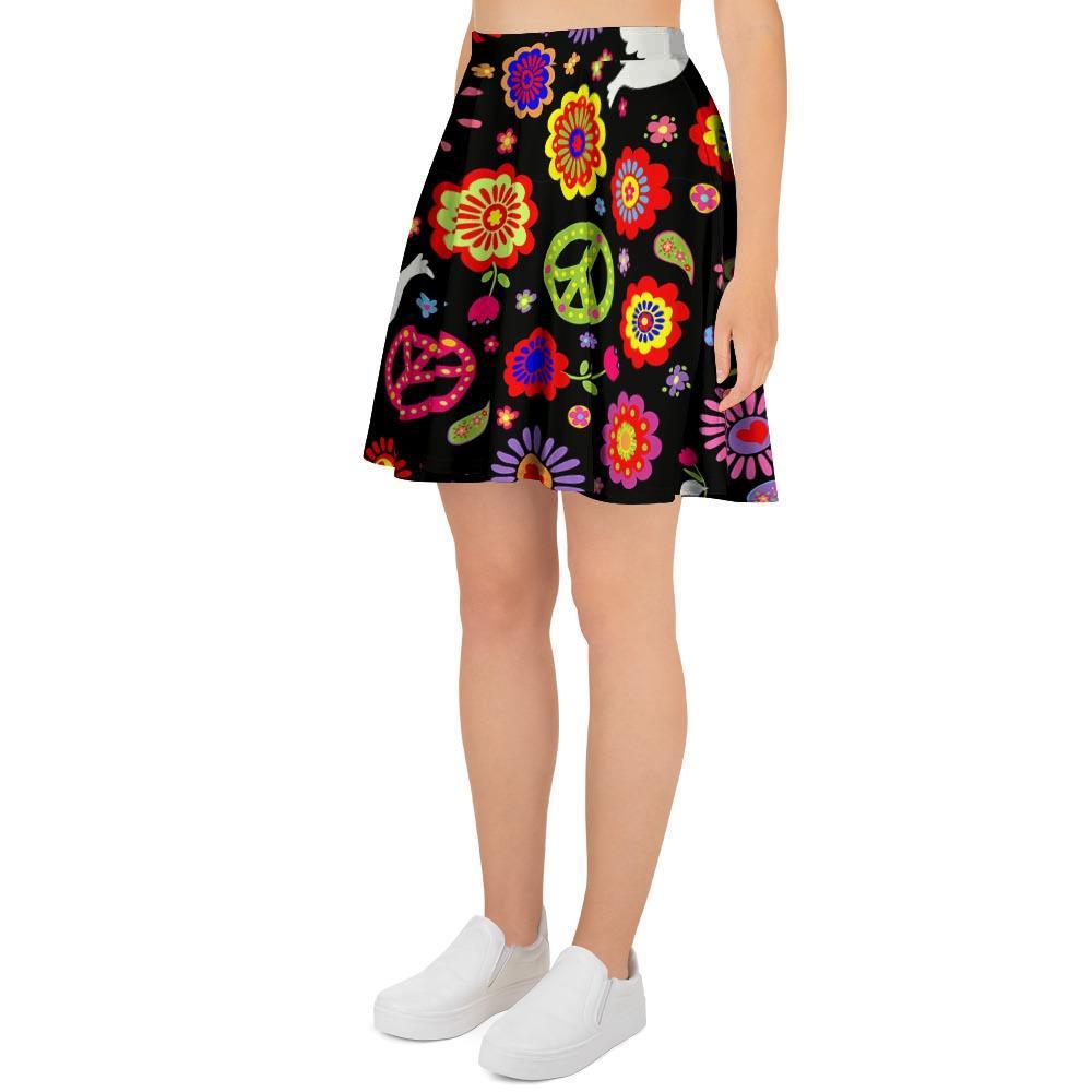 Peace Sign Hippie Women's Skirt-grizzshop