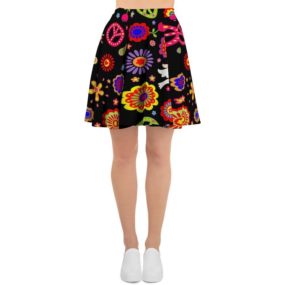 Peace Sign Hippie Women's Skirt-grizzshop