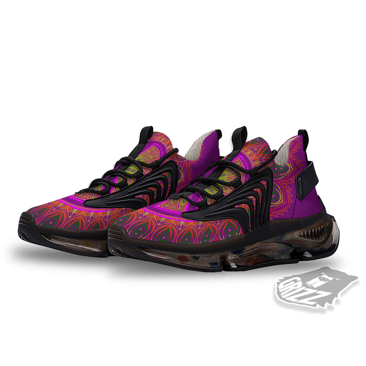 Peace Sign Psychedelic Hippie Print Black Gym Shoes-grizzshop