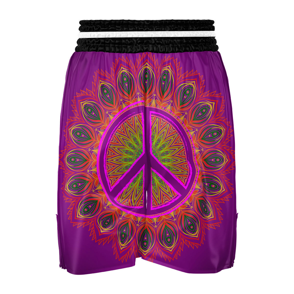Peace Sign Psychedelic Hippie Print Boxing Shorts-grizzshop