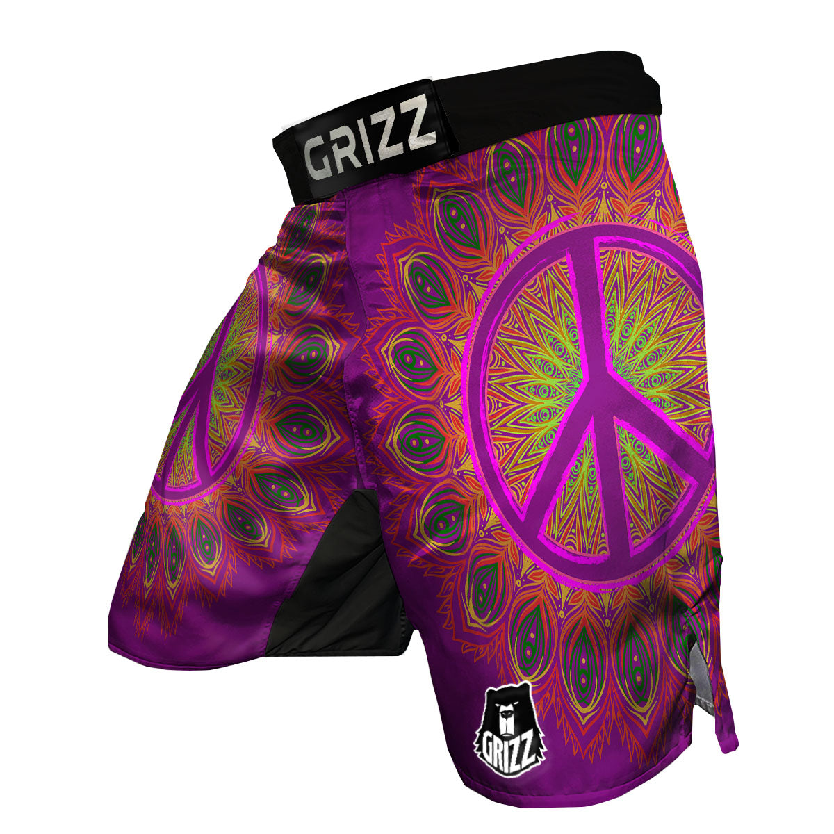 Peace Sign Psychedelic Hippie Print MMA Shorts-grizzshop