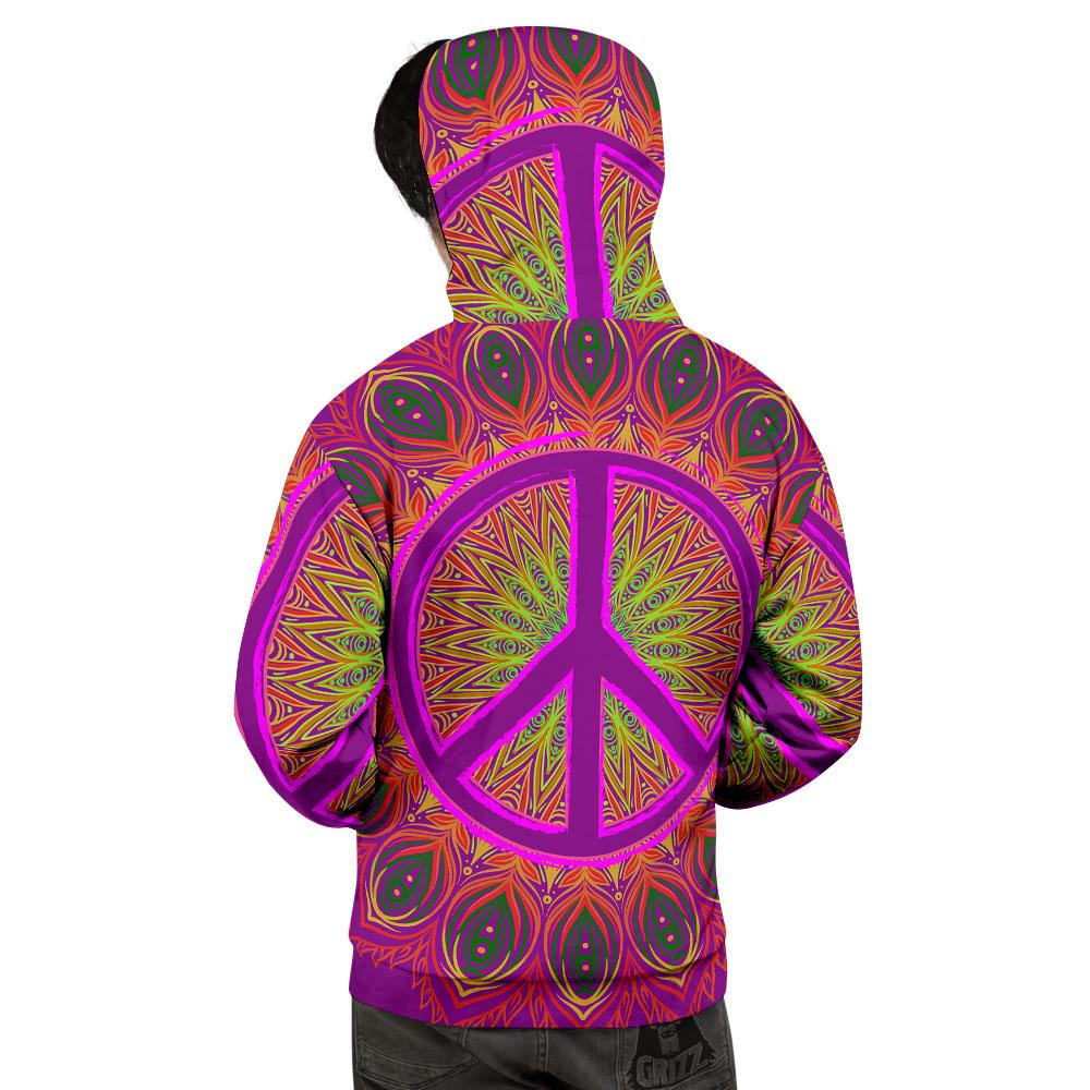 Peace Sign Psychedelic Hippie Print Men's Hoodie-grizzshop