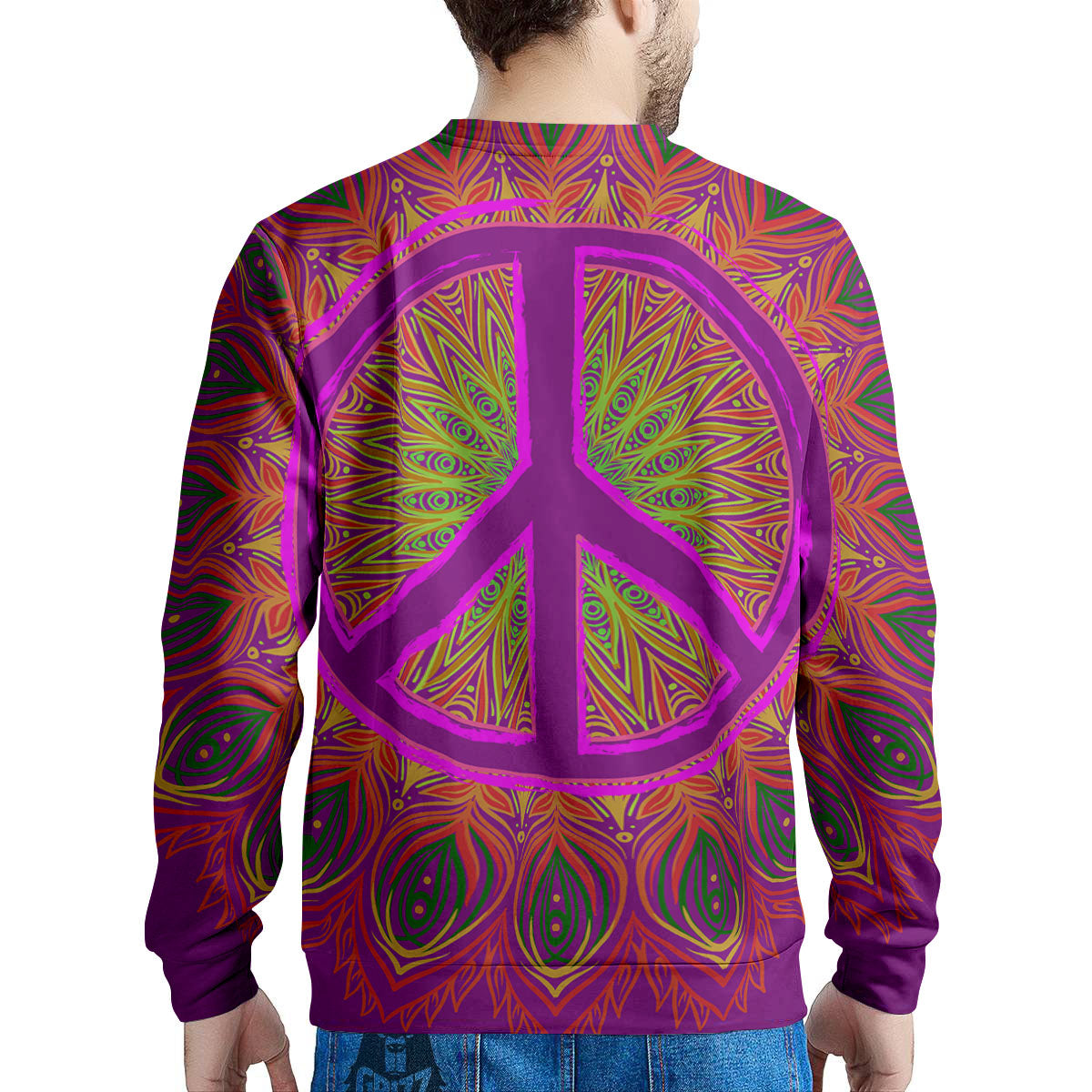 Peace Sign Psychedelic Hippie Print Men's Sweatshirt-grizzshop