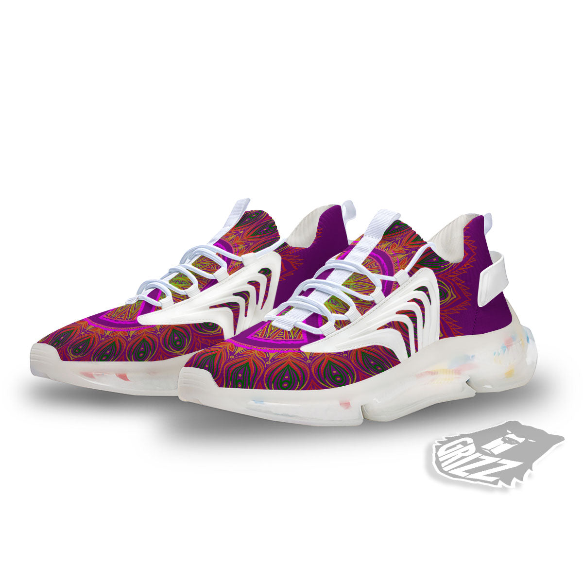 Peace Sign Psychedelic Hippie Print White Gym Shoes-grizzshop