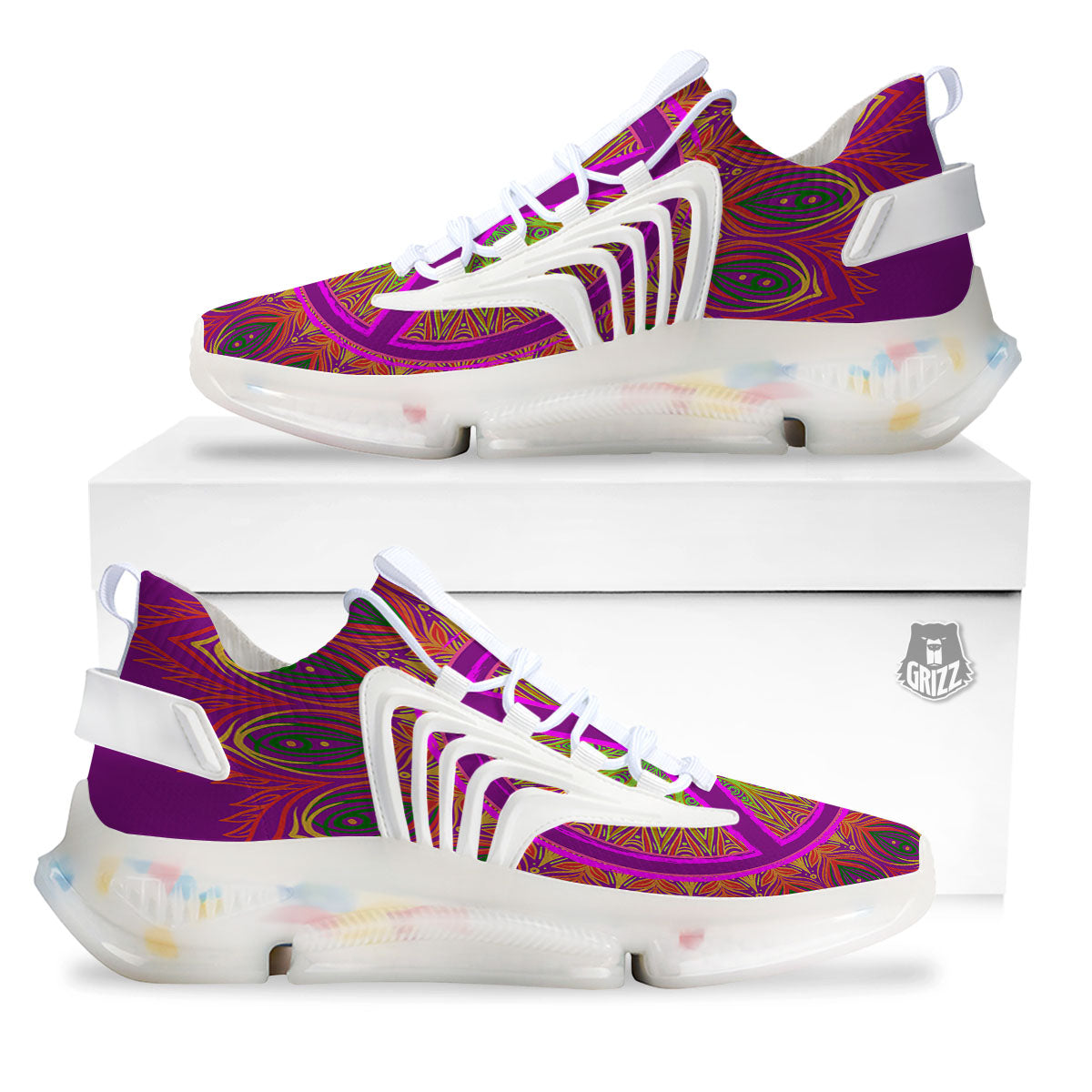 Peace Sign Psychedelic Hippie Print White Gym Shoes-grizzshop