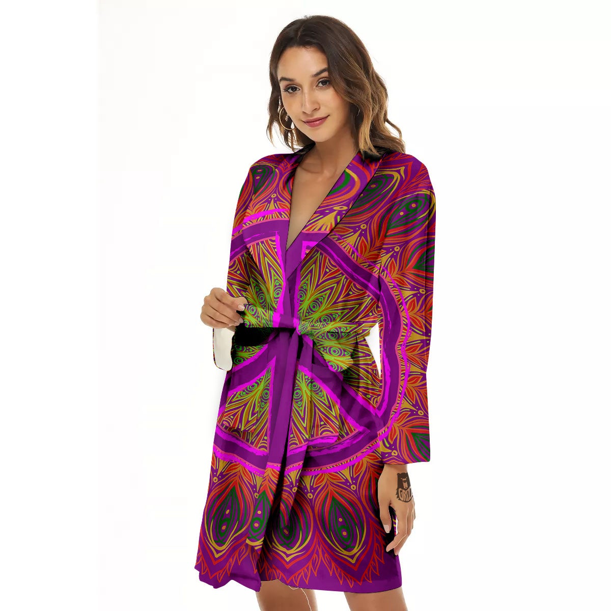 Peace Sign Psychedelic Hippie Print Women's Robe-grizzshop