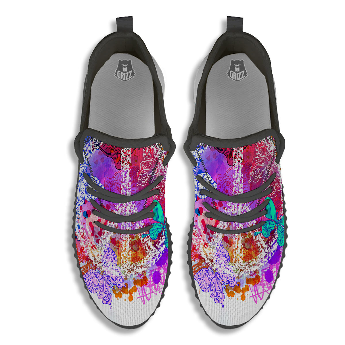 Peace Signs Colorful Hippie Print Black Walking Shoes-grizzshop