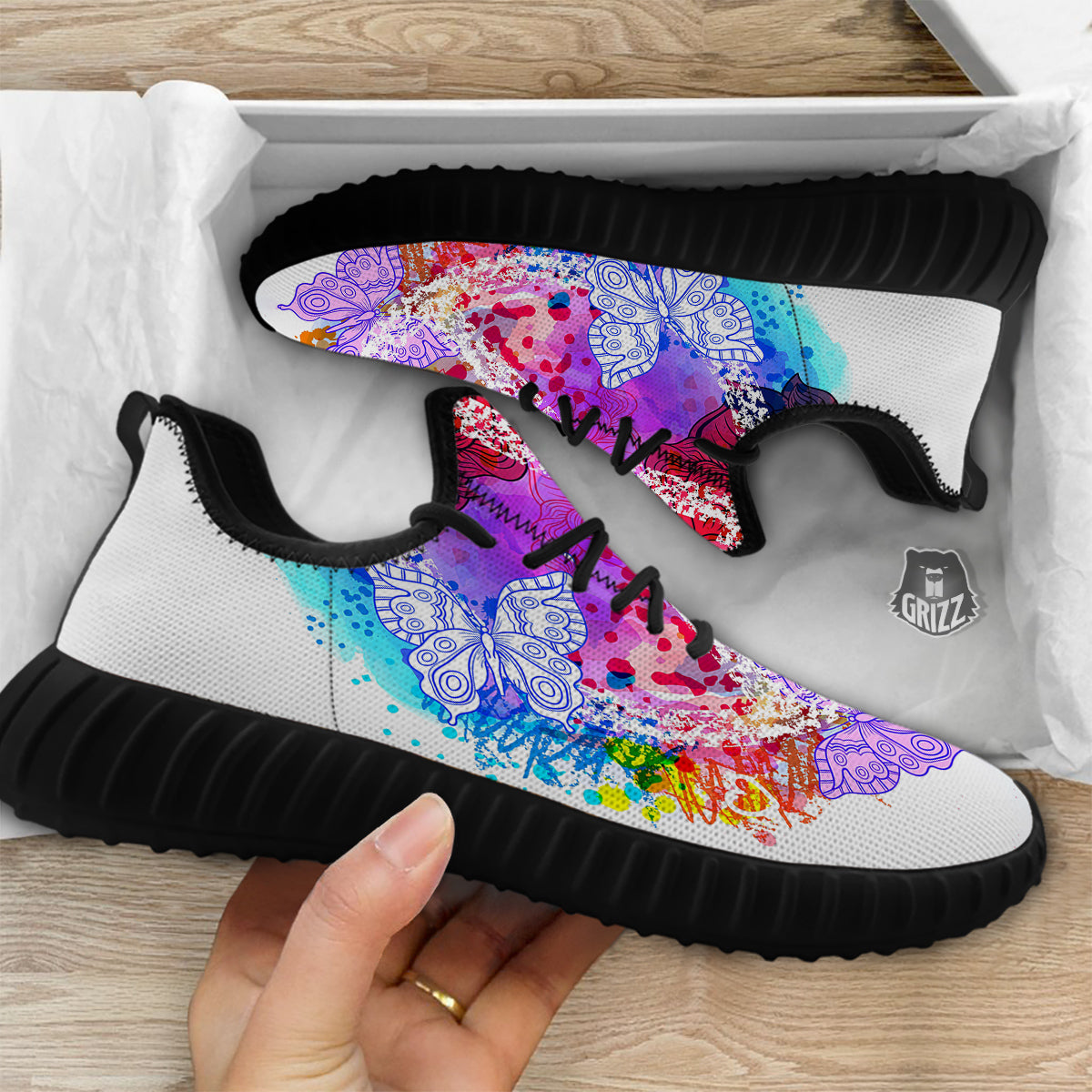 Peace Signs Colorful Hippie Print Black Walking Shoes-grizzshop