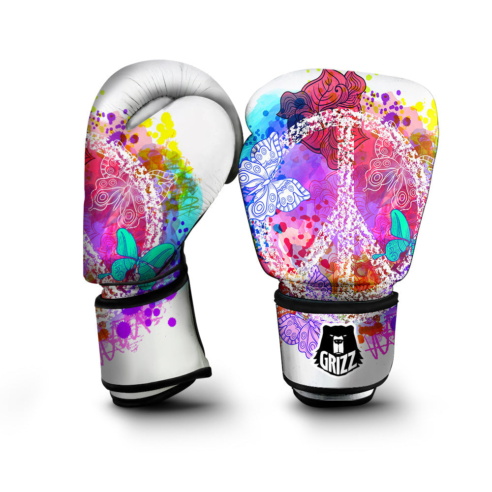 Peace Signs Colorful Hippie Print Boxing Gloves-grizzshop