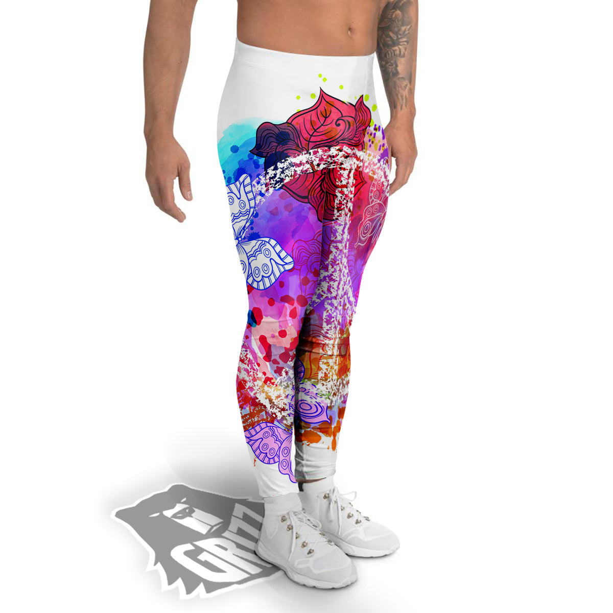 Peace Signs Colorful Hippie Print Men's Leggings-grizzshop