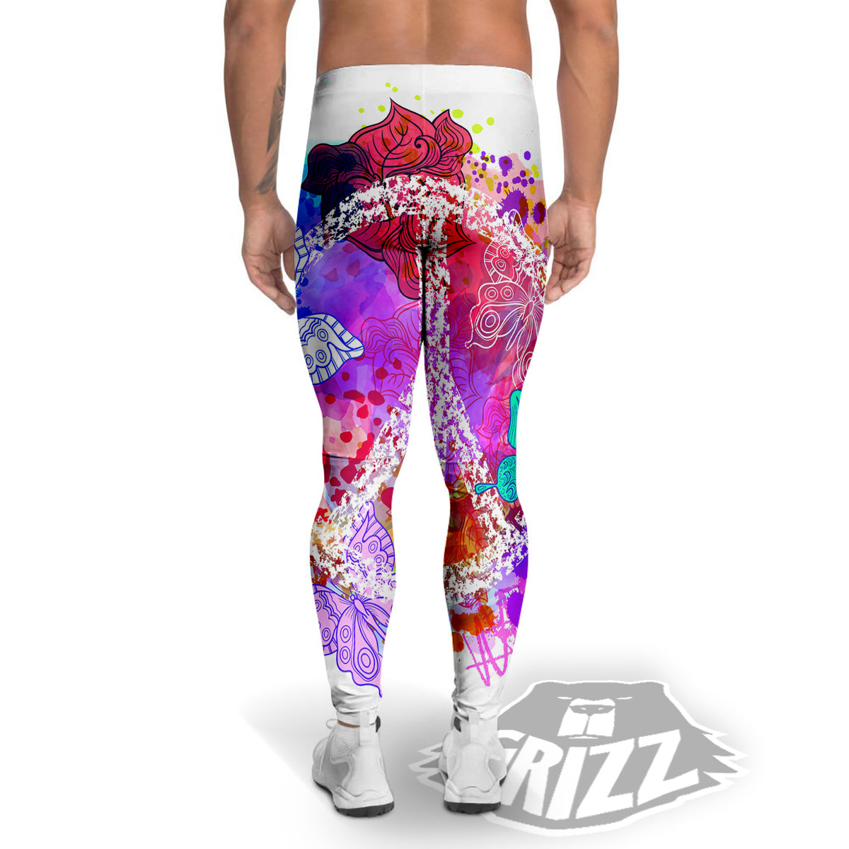 Peace Signs Colorful Hippie Print Men's Leggings-grizzshop