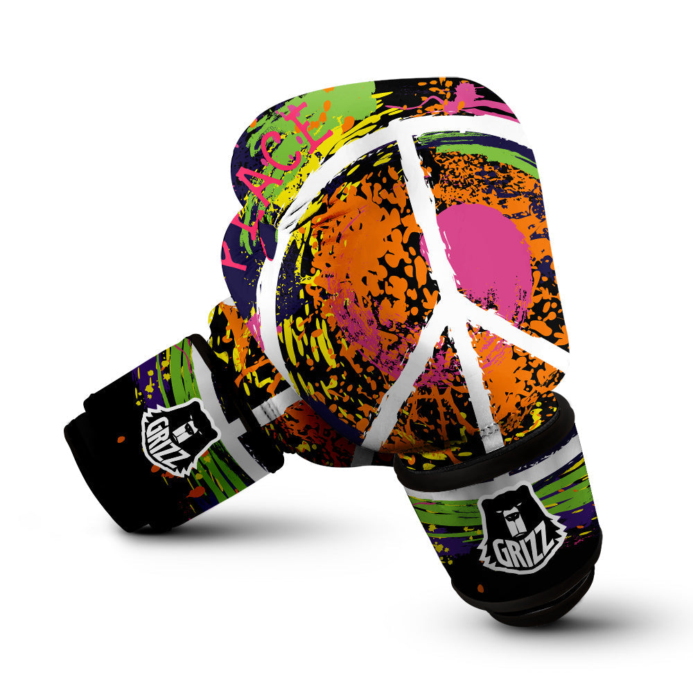 Peace Symbols Colorful Hippie Print Boxing Gloves-grizzshop