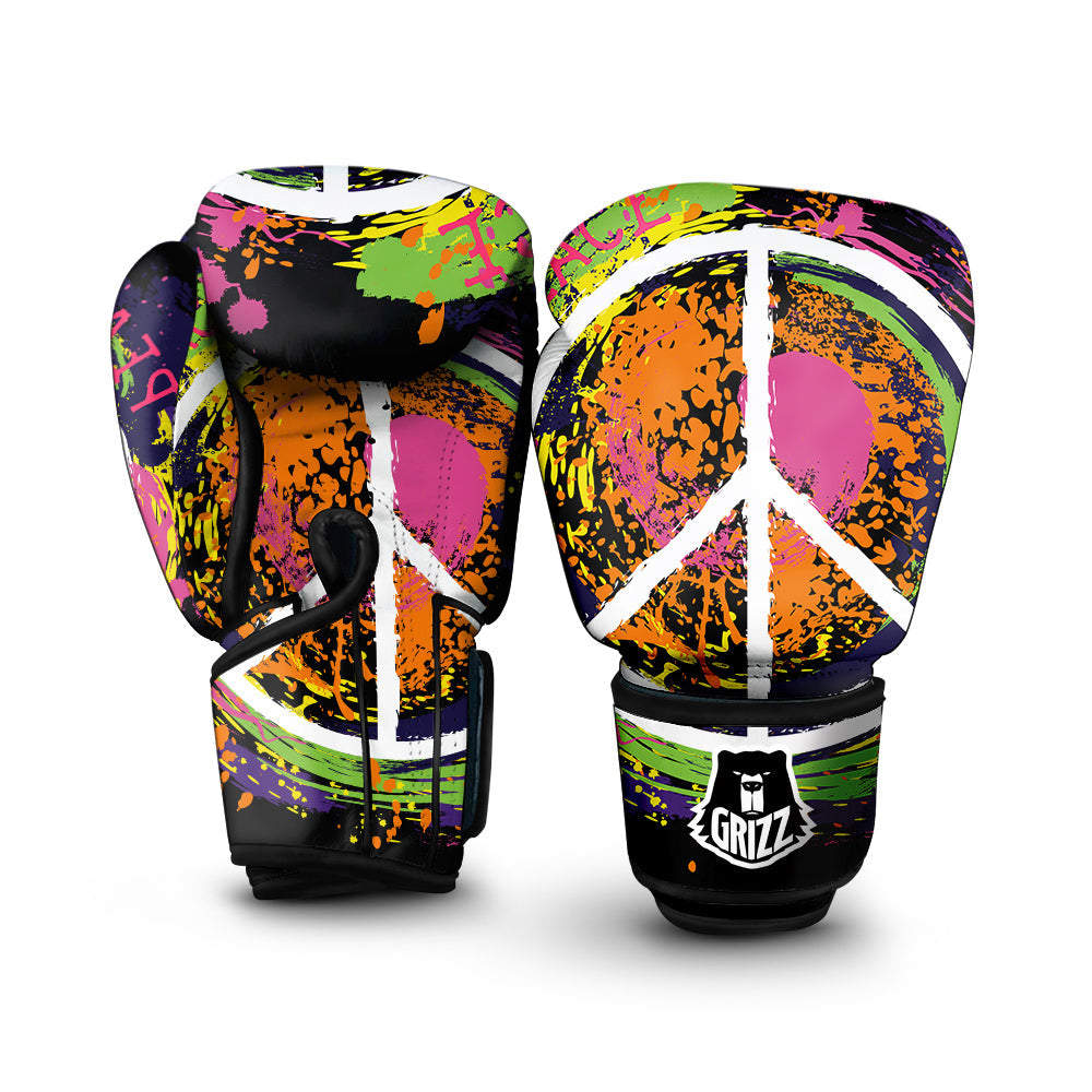 Peace Symbols Colorful Hippie Print Boxing Gloves-grizzshop