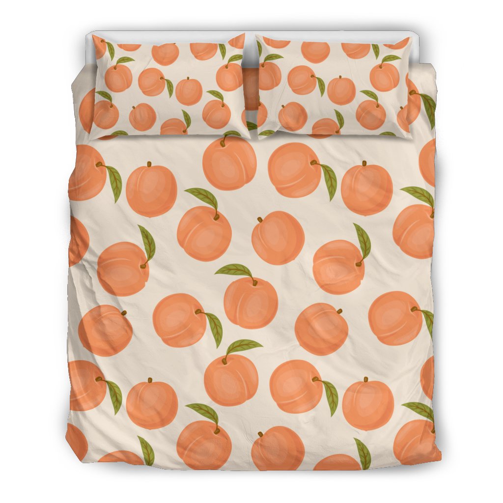 Peach Pattern Print Duvet Cover Bedding Set-grizzshop