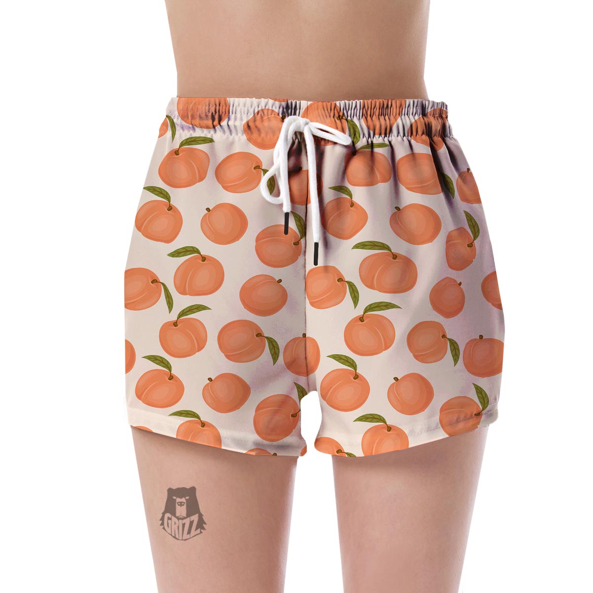 Peach Pattern Print Women's Shorts-grizzshop