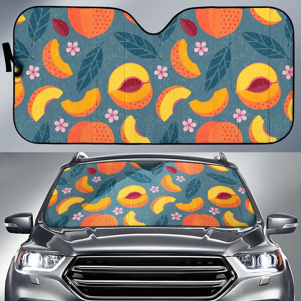 Peach Print Pattern Car Sun Shade-grizzshop