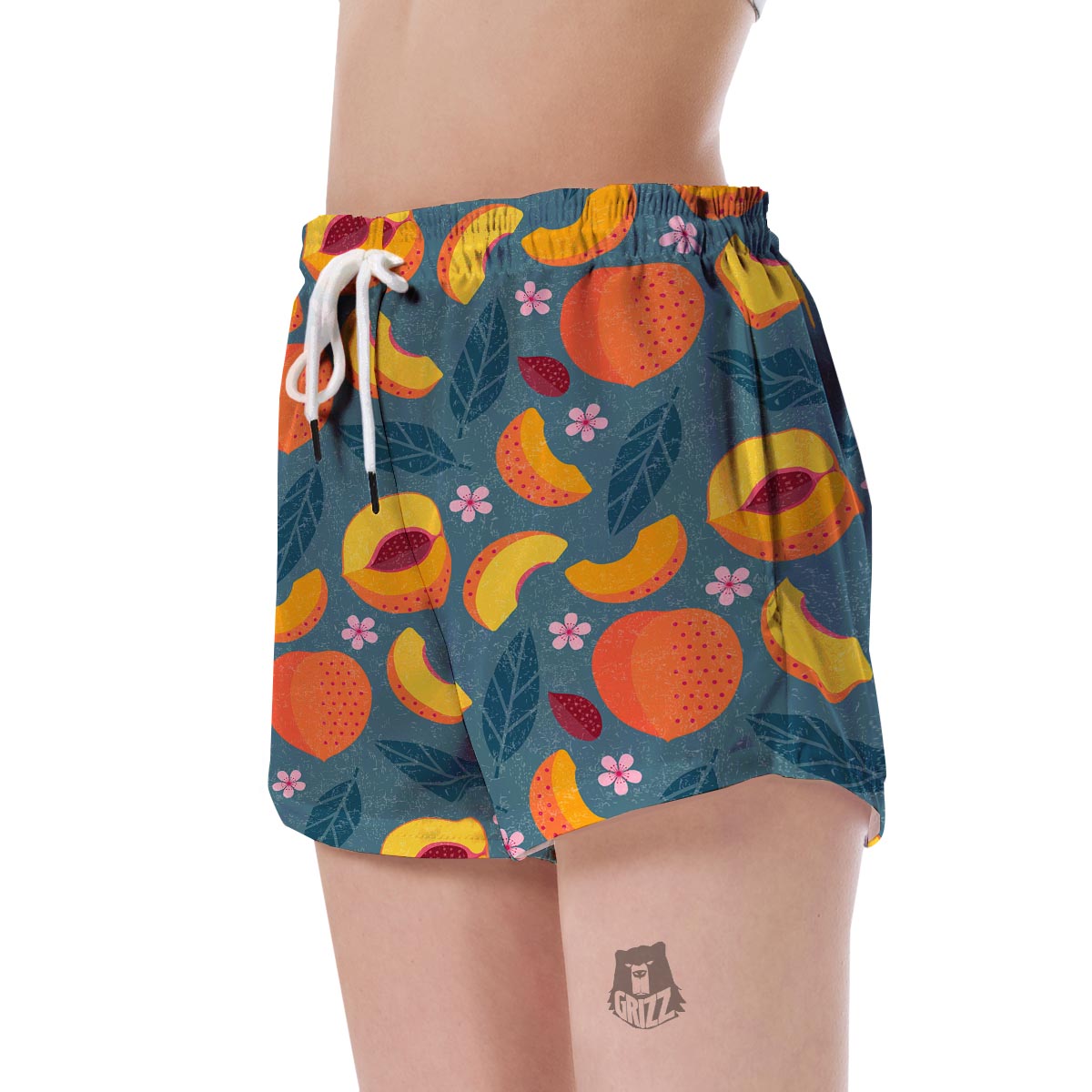 Peach Print Pattern Women's Shorts-grizzshop