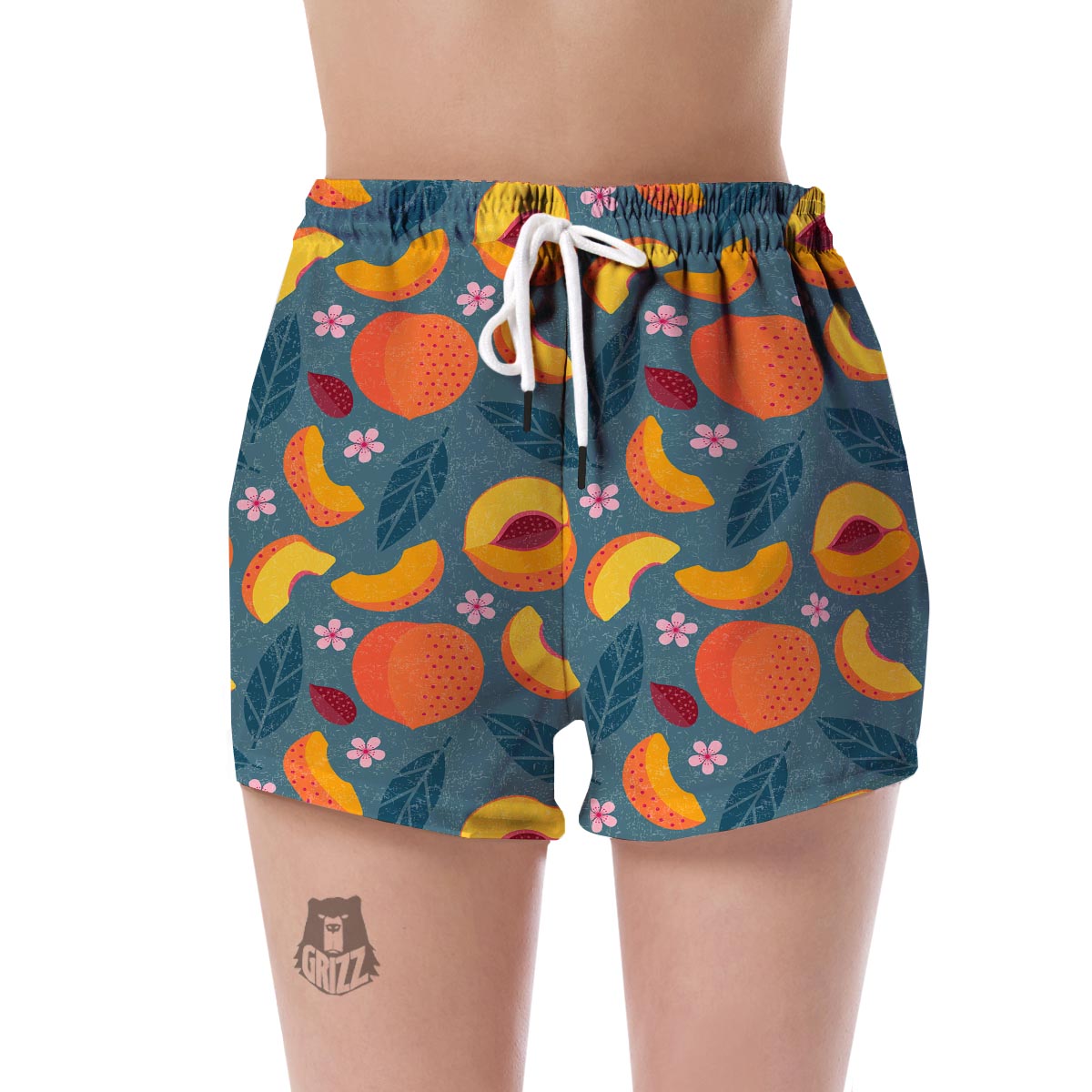 Peach Print Pattern Women's Shorts-grizzshop