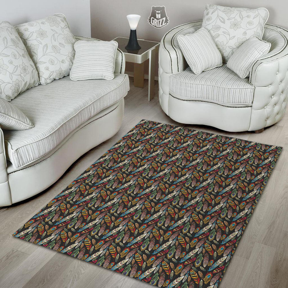 Peacock Embroidery Print Pattern Floor Mat-grizzshop