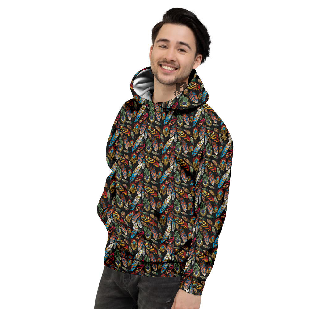 Peacock Embroidery Print Pattern Men's Hoodie-grizzshop