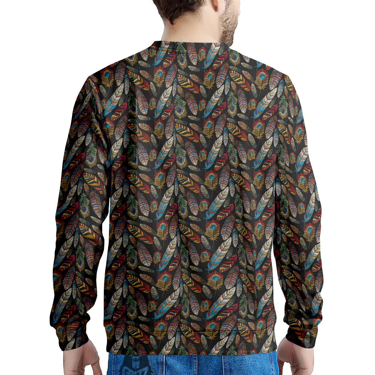 Peacock Embroidery Print Pattern Men's Sweatshirt-grizzshop