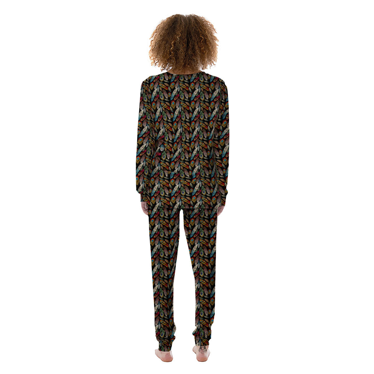 Peacock Embroidery Print Pattern Women's Pajamas-grizzshop