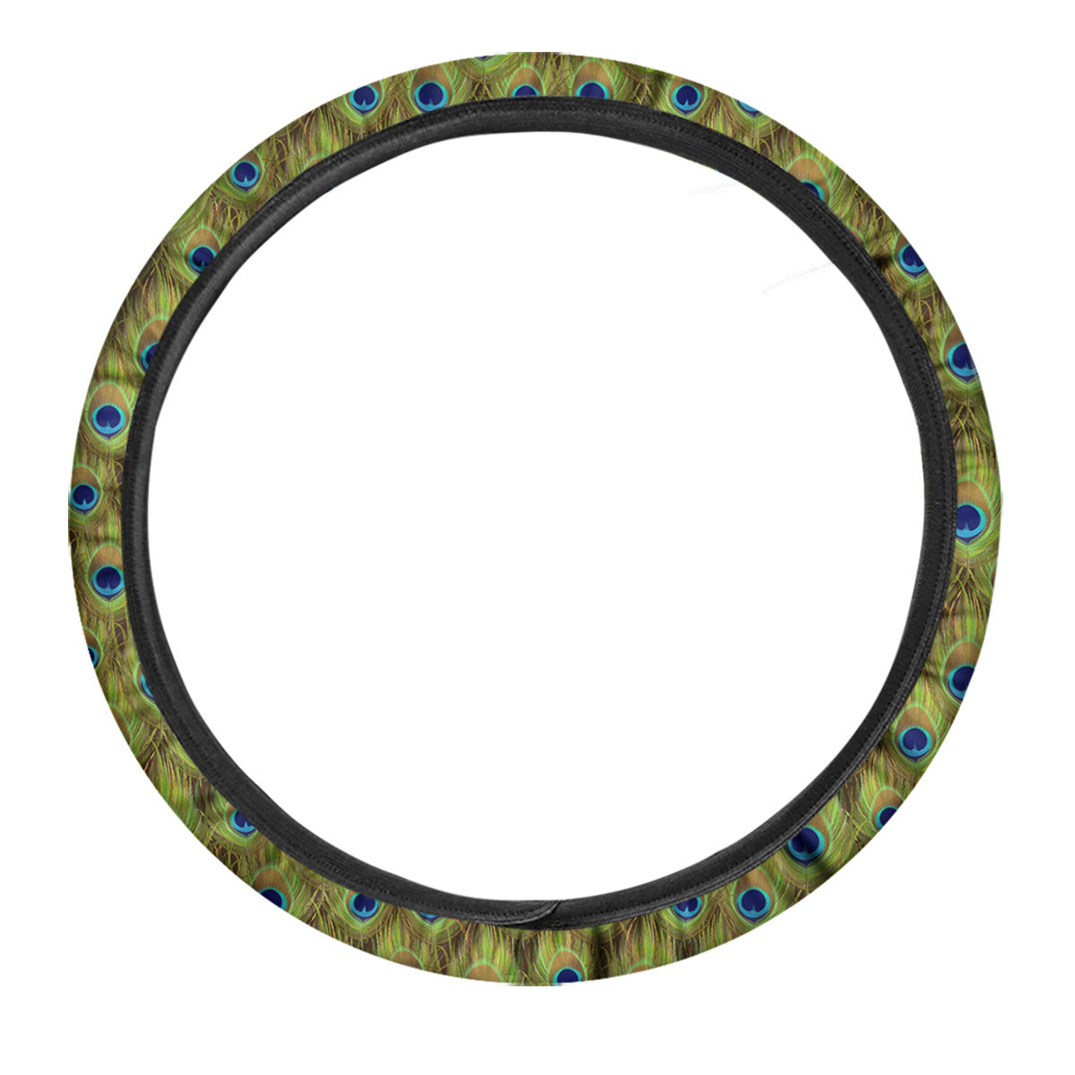 Peacock Feather Boho Print Pattern Car Steering Wheel Cover-grizzshop