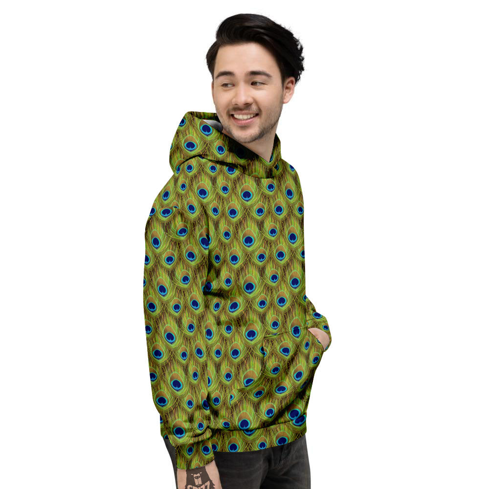 Peacock Feather Boho Print Pattern Men's Hoodie-grizzshop