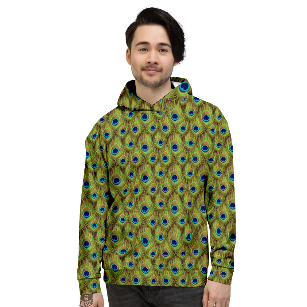 Peacock Feather Boho Print Pattern Men's Hoodie-grizzshop