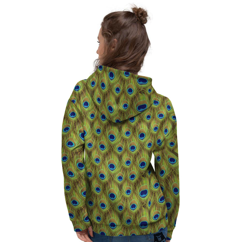 Peacock Feather Boho Print Pattern Women's Hoodie-grizzshop