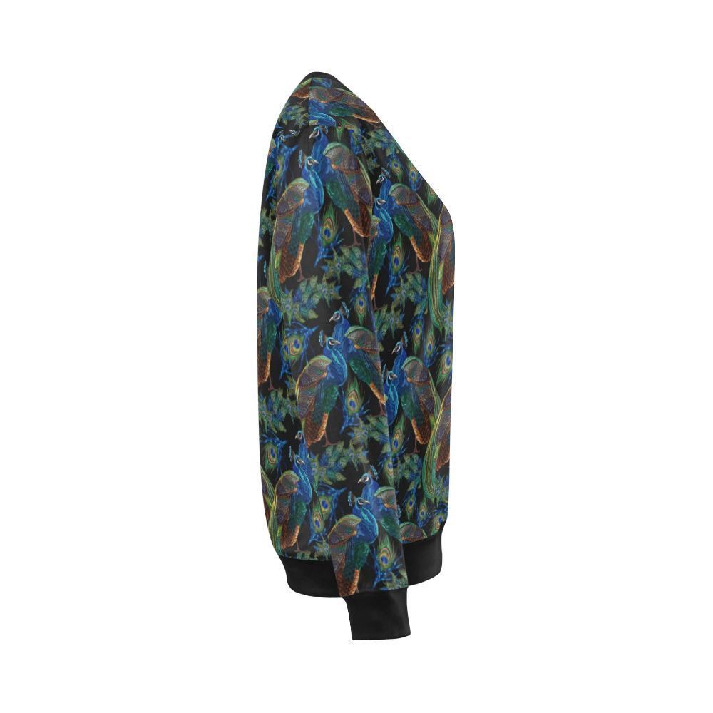 Peacock Feather Pattern Print Women Crewneck Sweatshirt-grizzshop