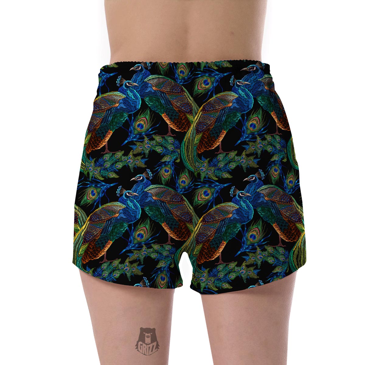 Peacock Feather Pattern Print Women's Shorts-grizzshop
