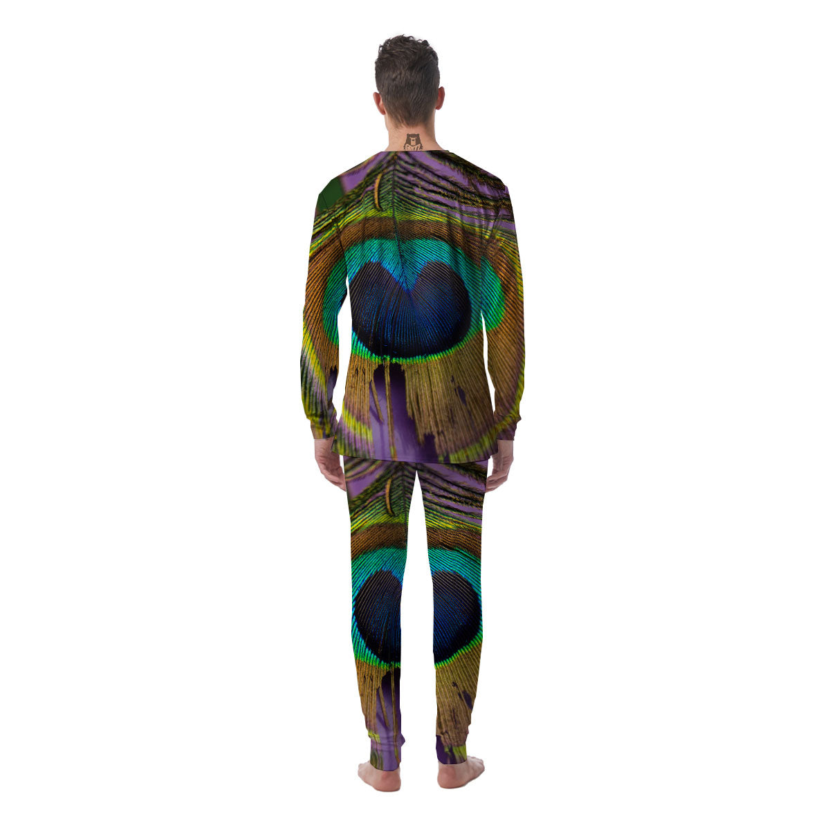 Peacock Feather Purple Bohemian Print Men's Pajamas-grizzshop