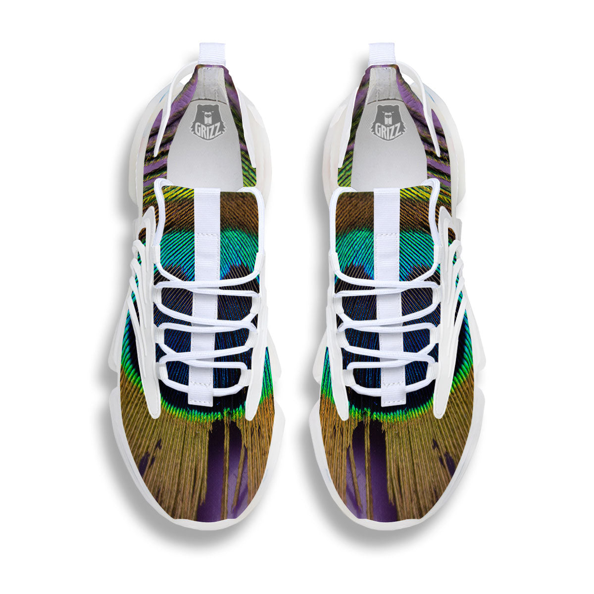 Peacock Feather Purple Bohemian Print White Gym Shoes-grizzshop