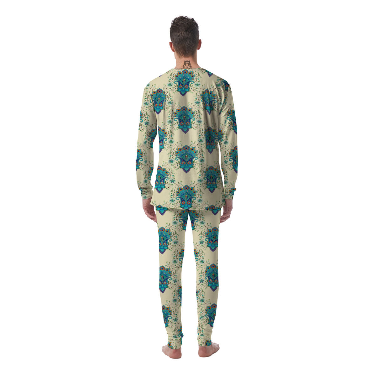 Peacock Feather Vintage Print Pattern Men's Pajamas-grizzshop
