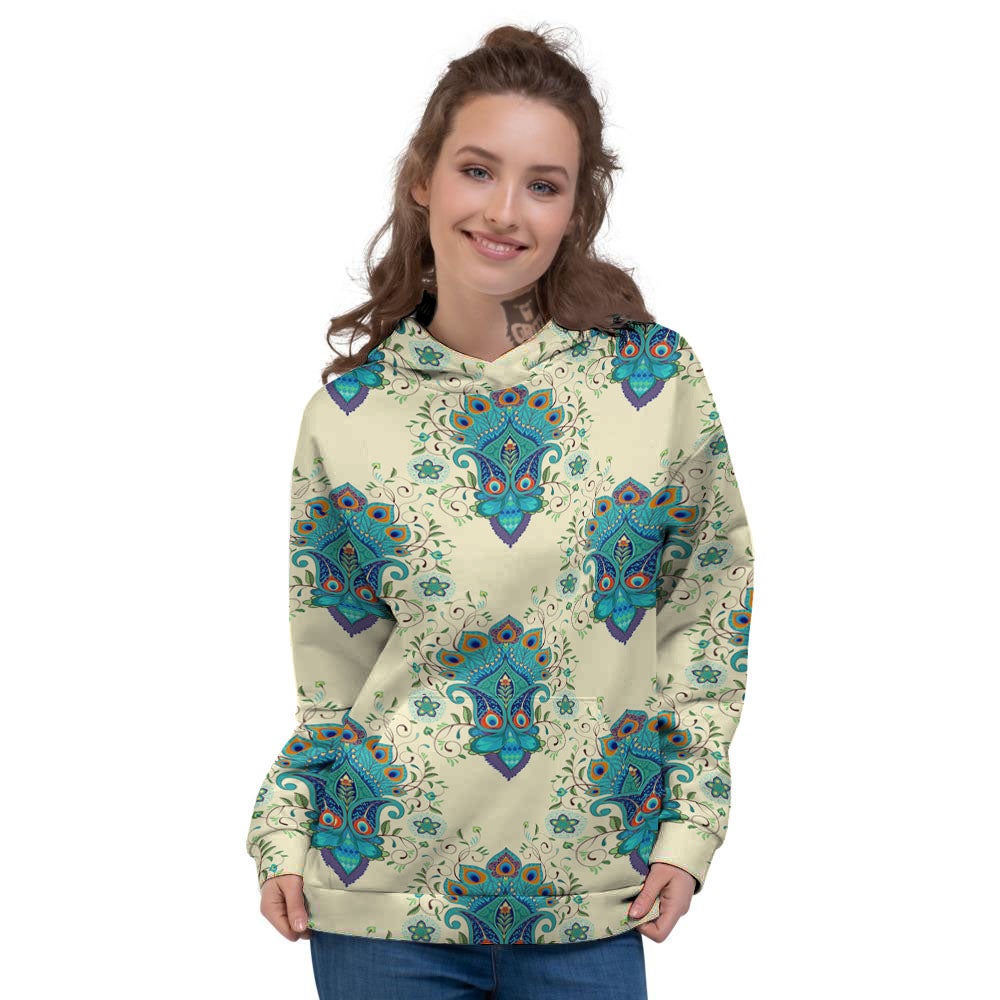Peacock Feather Vintage Print Pattern Women's Hoodie-grizzshop