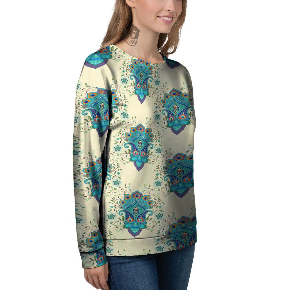 Peacock Feather Vintage Print Pattern Women's Sweatshirt-grizzshop