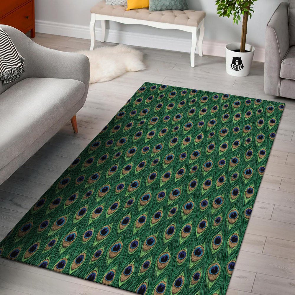 Peacock Tail Print Floor Mat-grizzshop