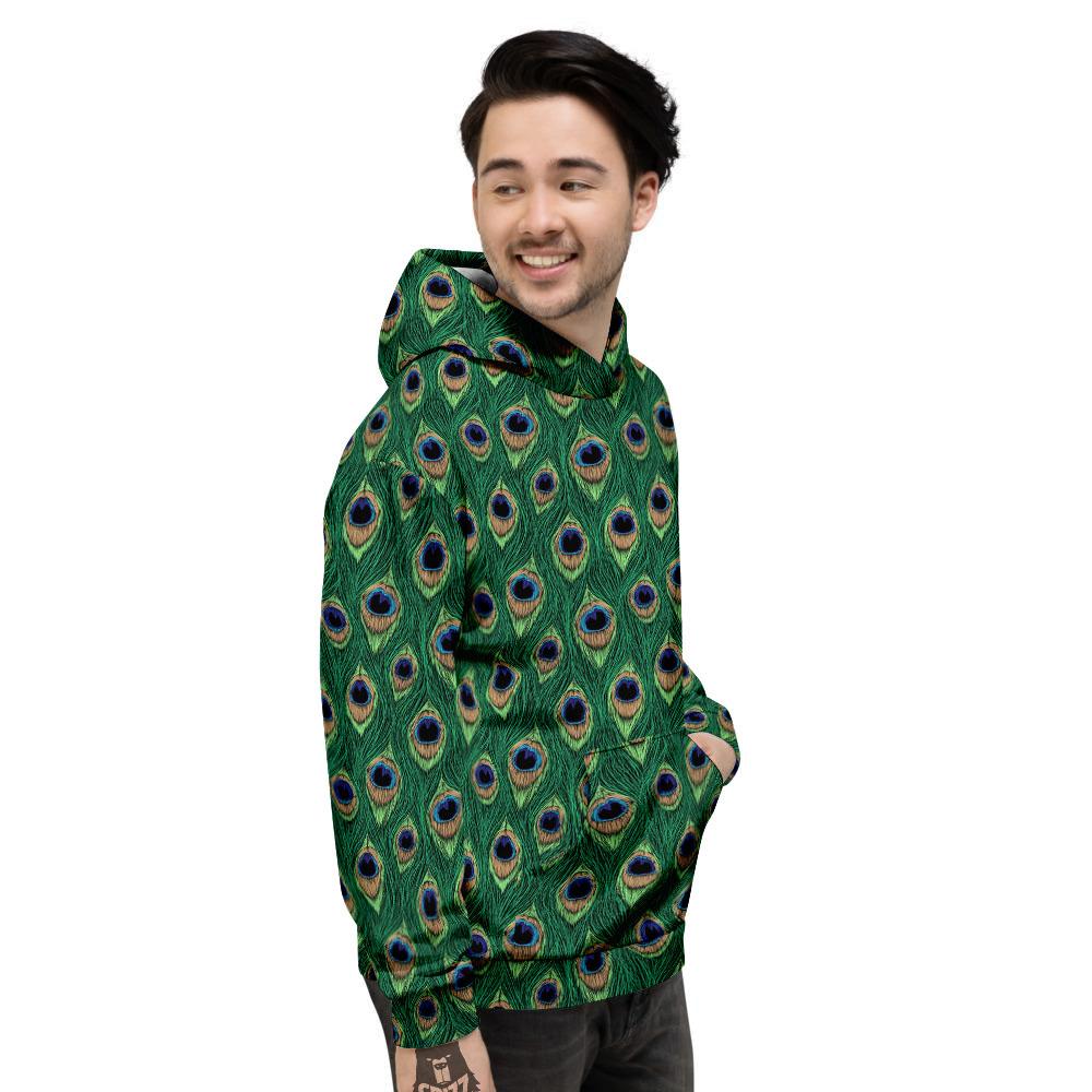 Peacock Tail Print Men's Hoodie-grizzshop