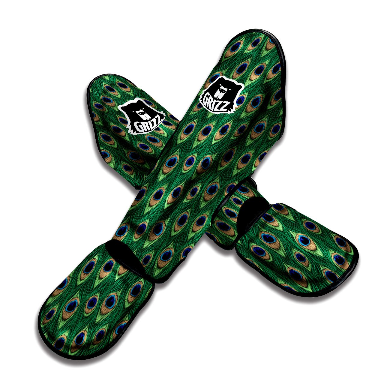 Peacock Tail Print Muay Thai Shin Guards-grizzshop