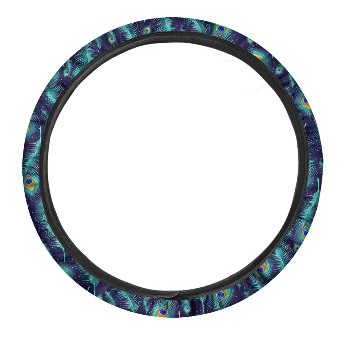 Peacock Tail Print Pattern Car Steering Wheel Cover-grizzshop